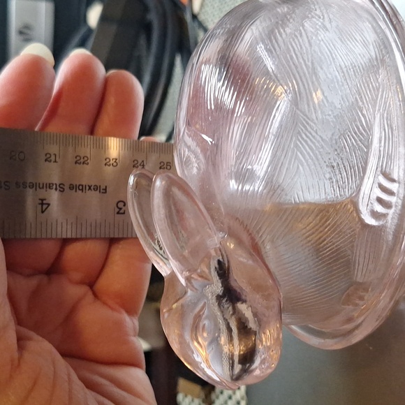 Embossed Pink Glass Bunny on Woven Basket Style Nest Trinket/Candy Dish - Picture 9 of 9